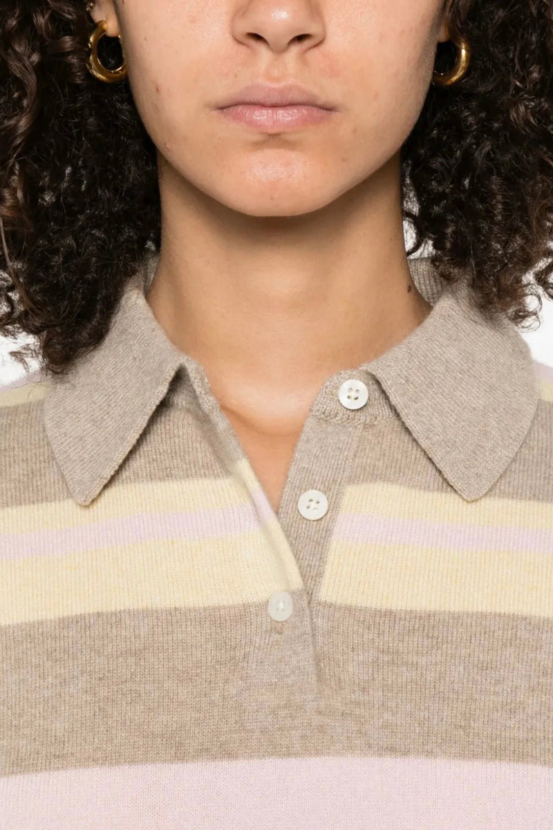 Guest in Residence - Collegiate Striped Polo Cashmere Top