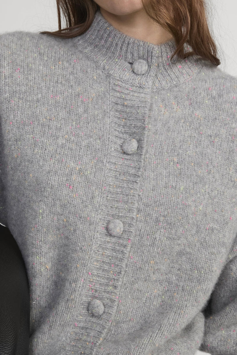 Frame - The Cashmere Fleck Cardi (silver)