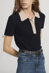 Frame - The Contrast Trim Polo (navy multi)