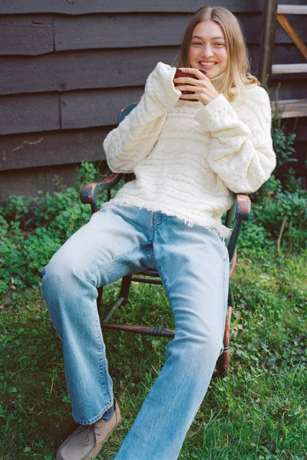 Guest in Residence - Cropped Cable Turtleneck