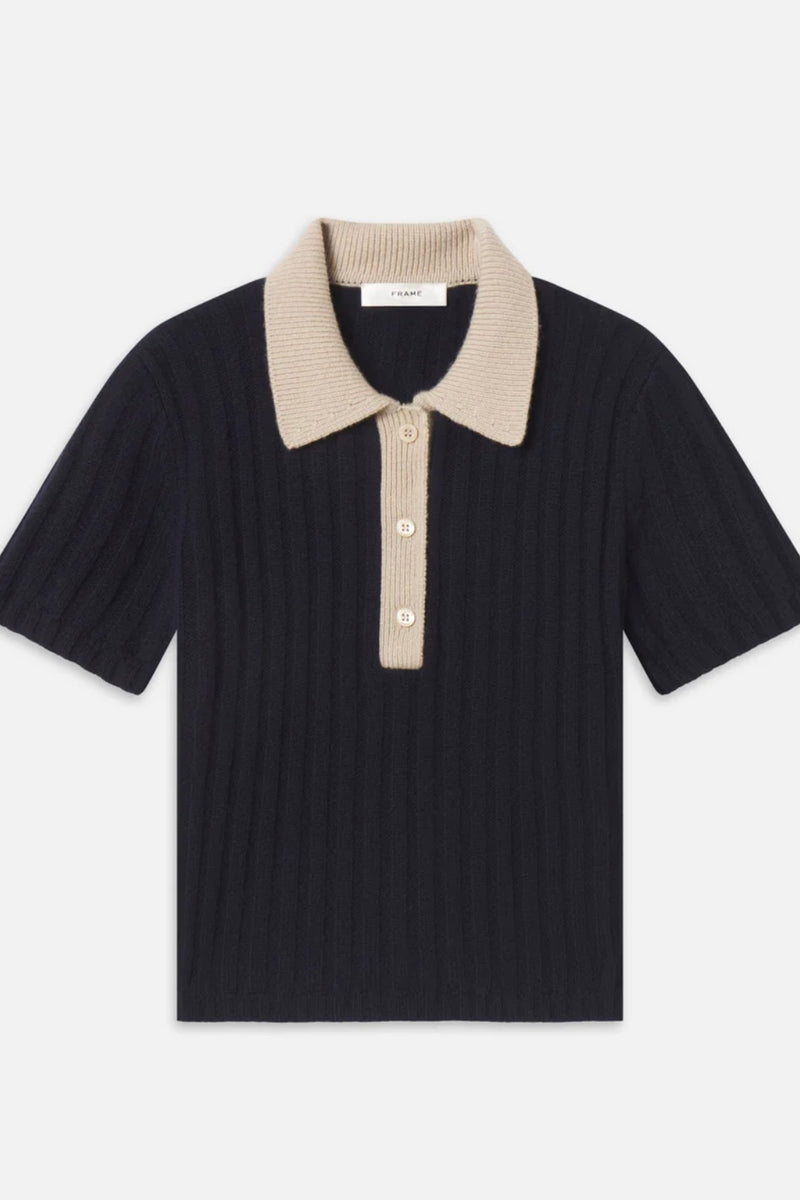 Frame - The Contrast Trim Polo (navy multi)