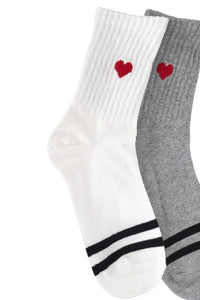 Lim Lim - Short Rib Heart Socks (white)