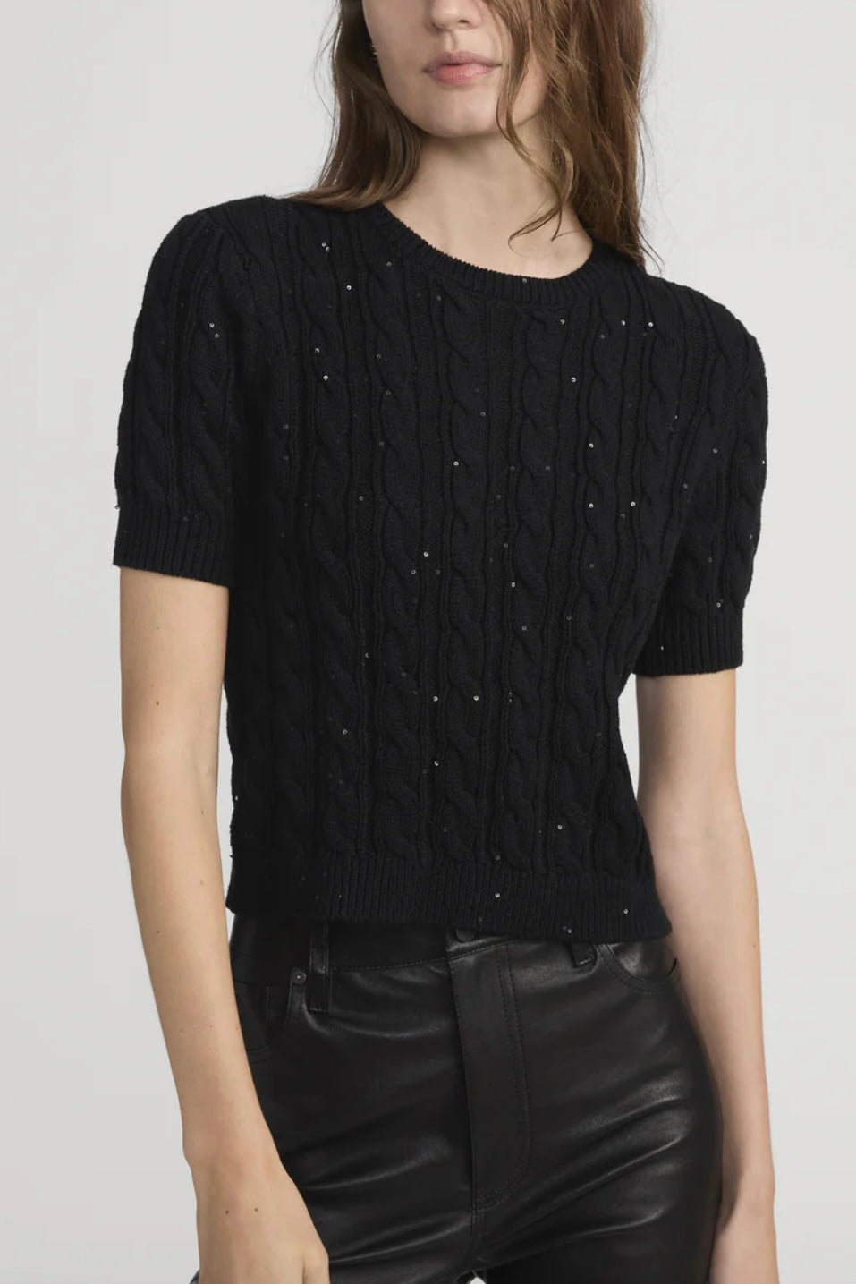 Frame - The Sequin Gathered Sweater (black)
