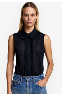 Smythe - Sleeveless Ruffle Trim Shirt