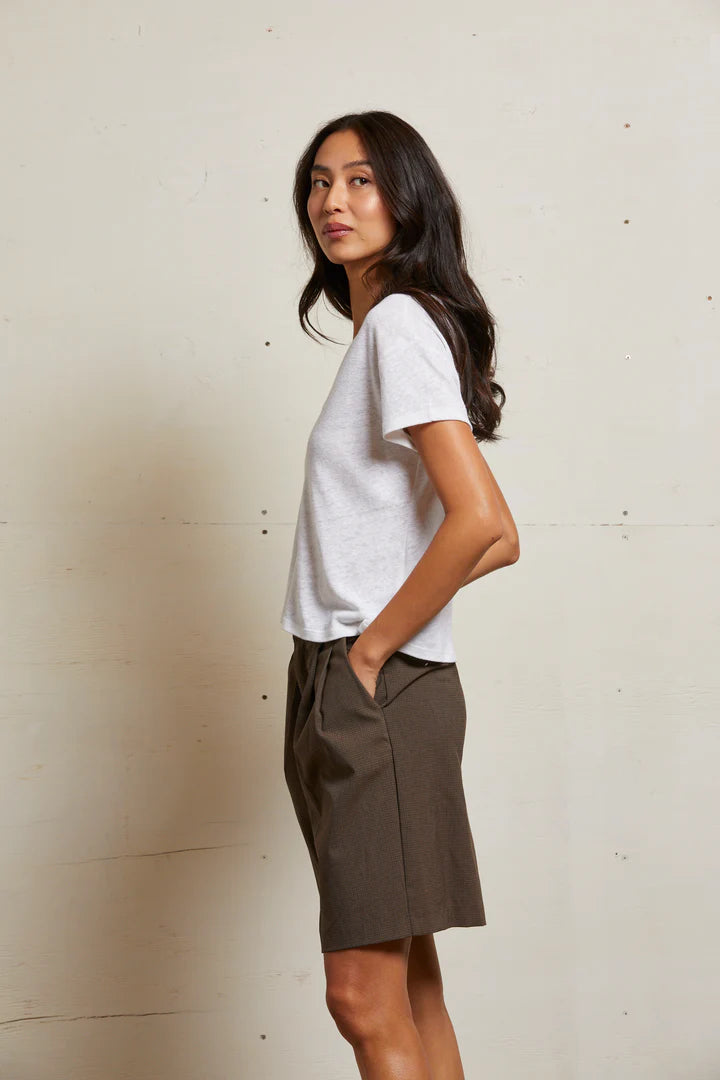 Perfect White Tee - Rosie Linen Jersey V Neck (Natural)