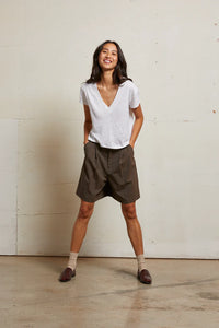 Perfect White Tee - Rosie Linen Jersey V Neck (Natural)