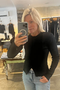 White + Warren - Superfine Merino Waisted Cardigan (black)