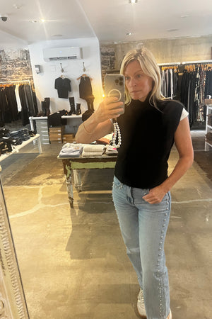 White + Warren - Cashmere Sleeveless Mockneck (black)