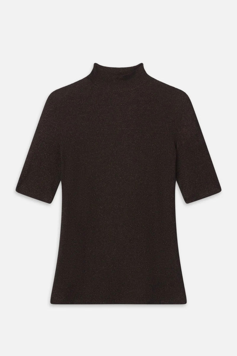Frame - The Lurex Mock Neck Tee (americano)