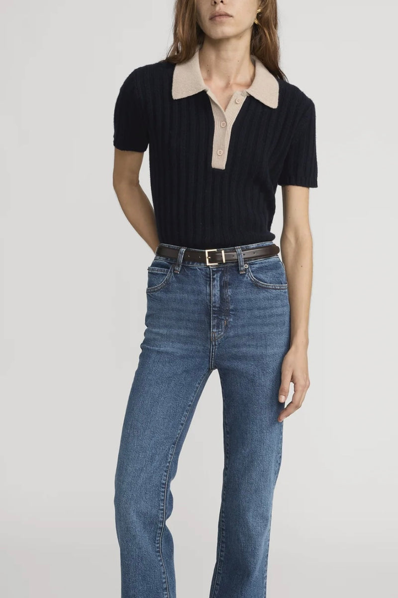 Frame - The Contrast Trim Polo (navy multi)