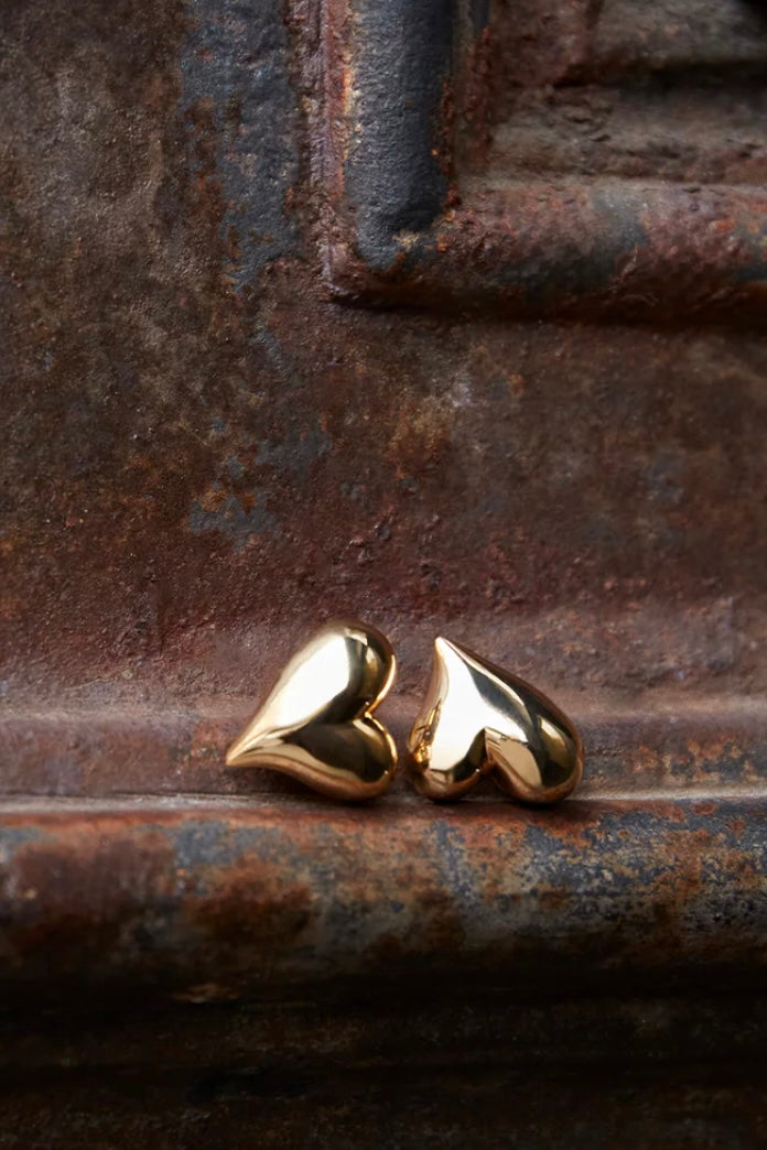 Jenny Bird - Art Heart Button Earrings (gold)
