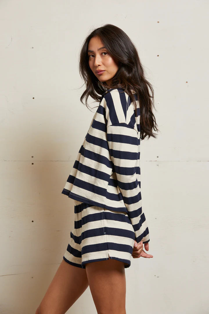 Perfect White Tee - Alison Stripe Tennessee Jersey (Natural/ Navy)