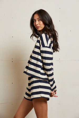 Perfect White Tee - Alison Stripe Tennessee Jersey (Natural/ Navy)