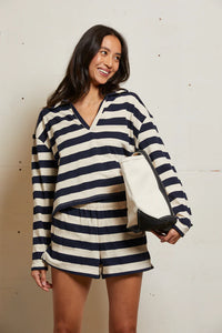 Perfect White Tee - Alison Stripe Tennessee Jersey (Natural/ Navy)