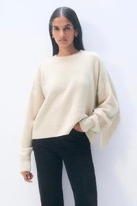 White + Warren - Cashmere blend Luxe Fringe Crew