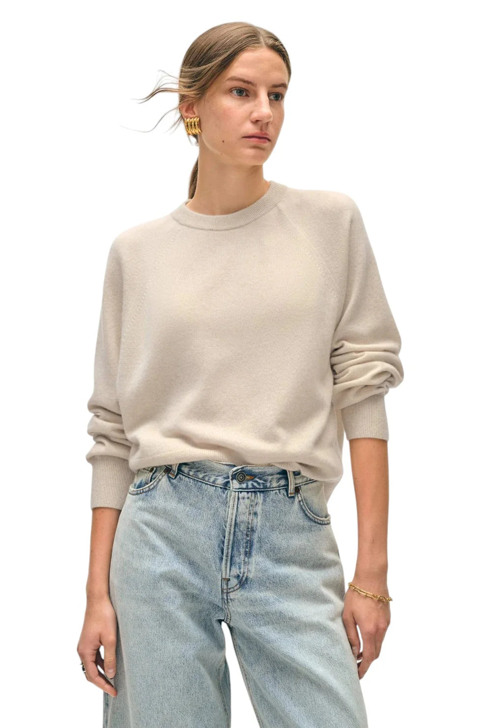 White + Warren - Cashmere Easy Sweatshirt (Taupe Heather)