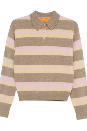 Guest in Residence - Collegiate Striped Polo Cashmere Top
