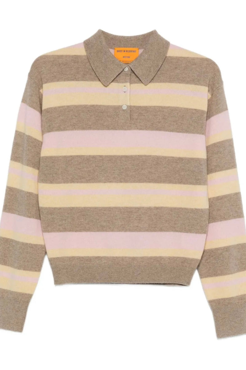 Guest in Residence - Collegiate Striped Polo Cashmere Top