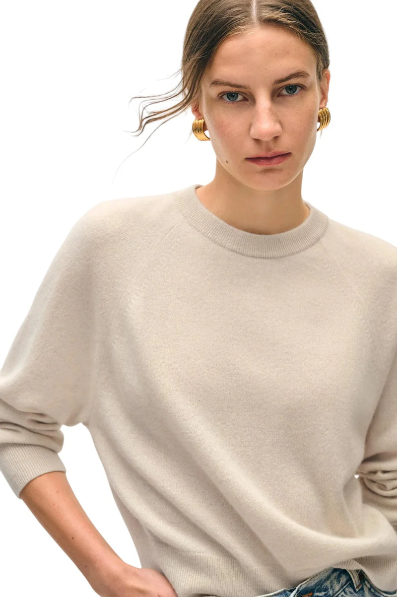 White + Warren - Cashmere Easy Sweatshirt (Taupe Heather)