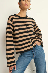 Nation LTD. - Rosetta Cardigan (rugby cocoa stripe)