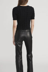 Frame - The Sequin Gathered Sweater (black)