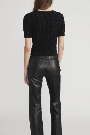 Frame - The Sequin Gathered Sweater (black)