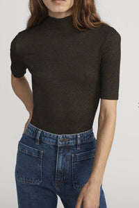 Frame - The Lurex Mock Neck Tee (americano)