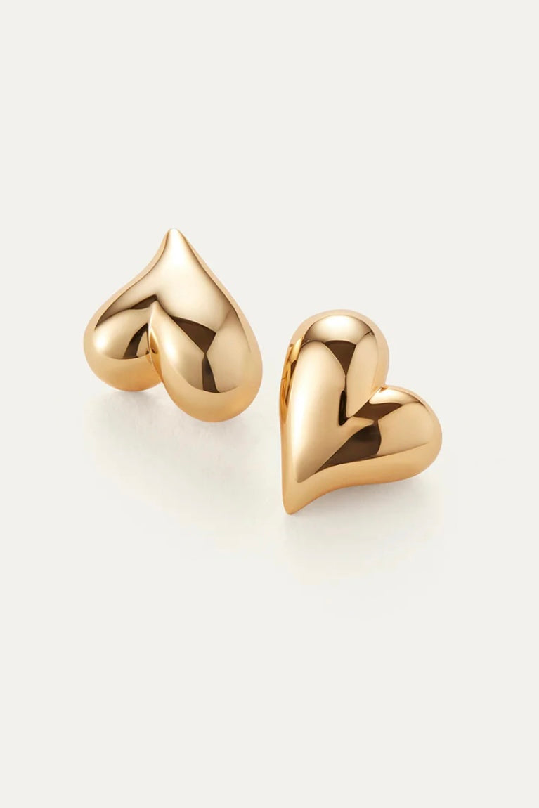 Jenny Bird - Art Heart Button Earrings (gold)