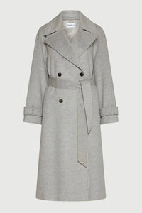 Marella - Tenna Wool + Cashmere Broadcloth Coat (grey melange)