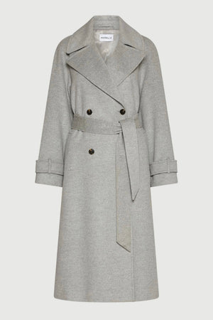 Marella - Tenna Wool + Cashmere Broadcloth Coat (grey melange)