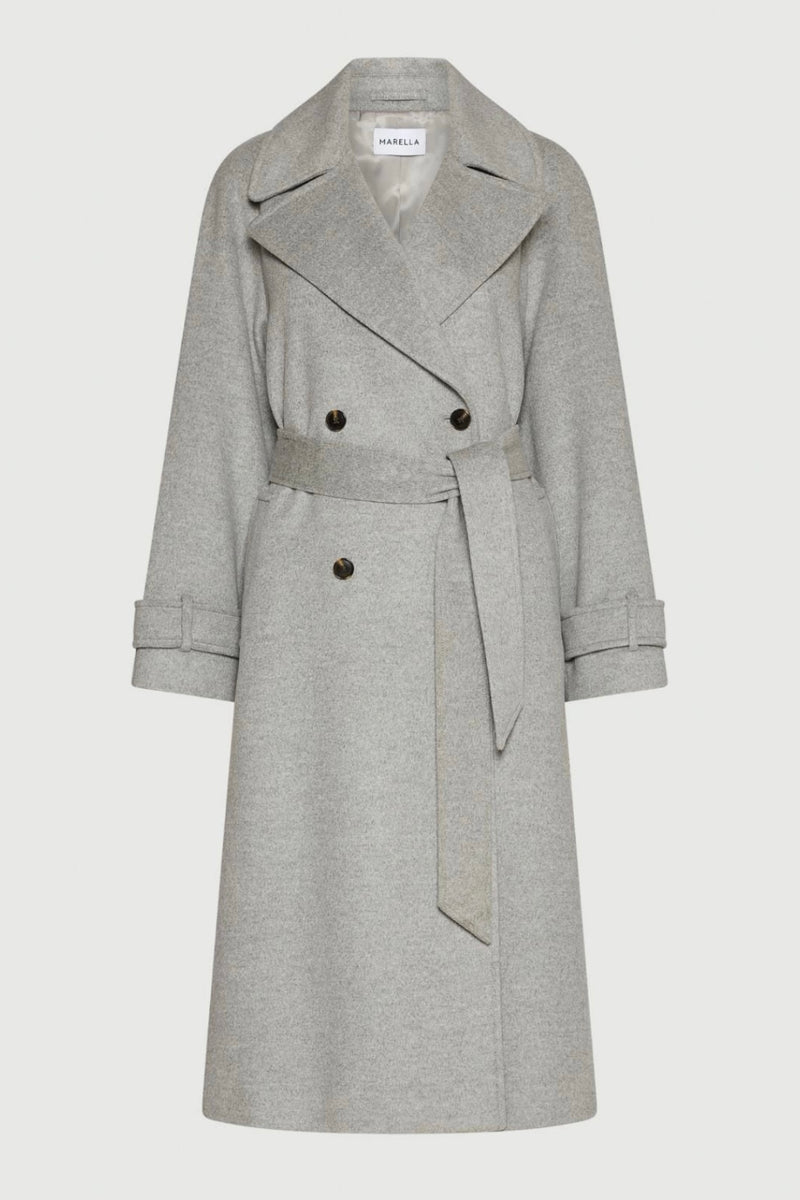 Marella - Tenna Wool + Cashmere Broadcloth Coat (grey melange)