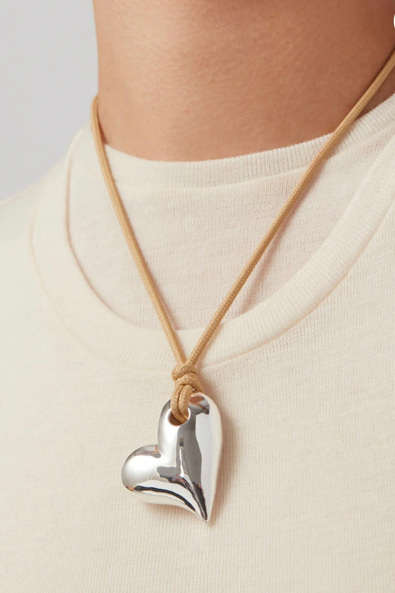 Jenny Bird - Art Heart on a String (silver)