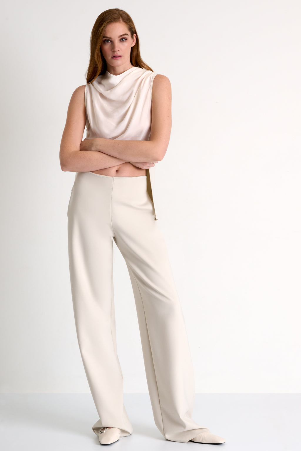 SHAN - Sofia Tailored Wide-Leg Pants (Beige 52567-52)