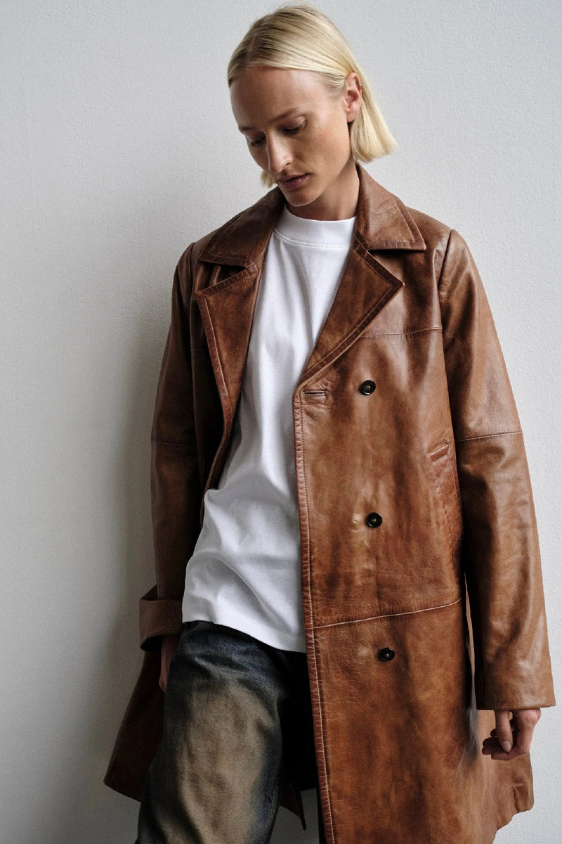 Herskind - Shelly Leather Coat (waxed Cognac)