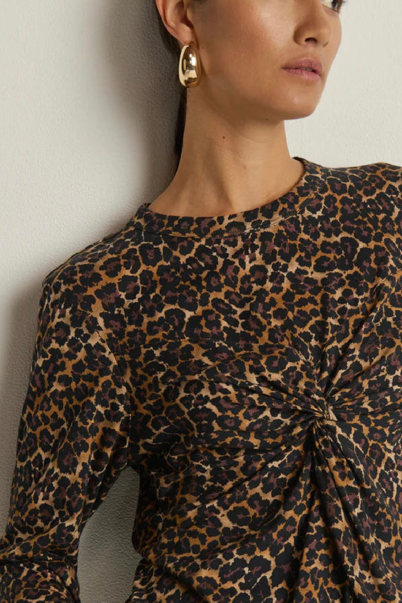 Nation LTD> - Marion Twist Front Tee (winter leopard)