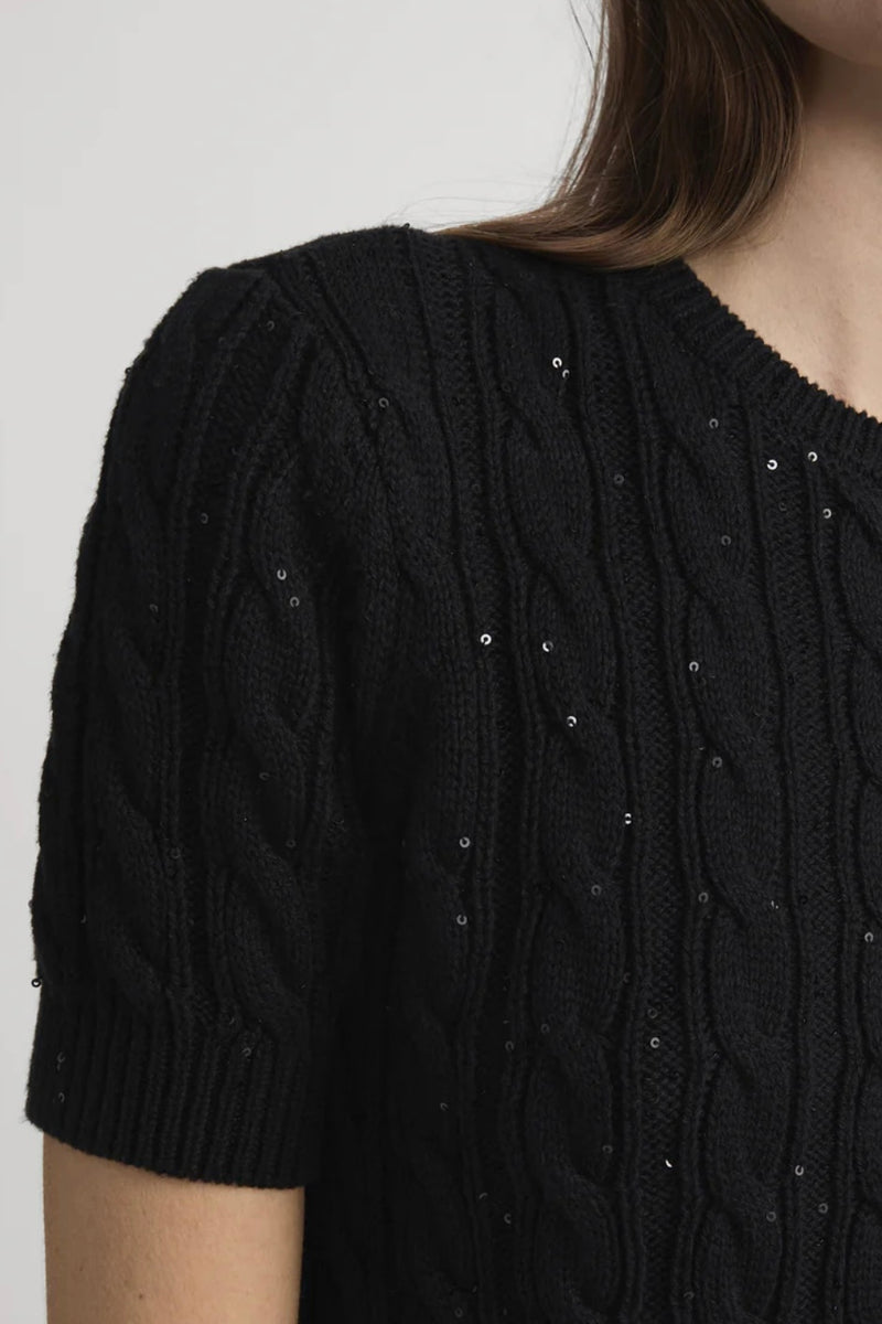 Frame - The Sequin Gathered Sweater (black)