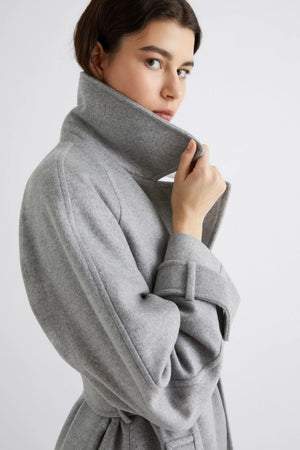 Marella - Tenna Wool + Cashmere Broadcloth Coat (grey melange)