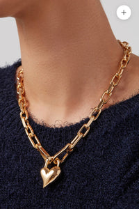 Jenny Bird - Padlock Heart Pendant Necklace (gold)