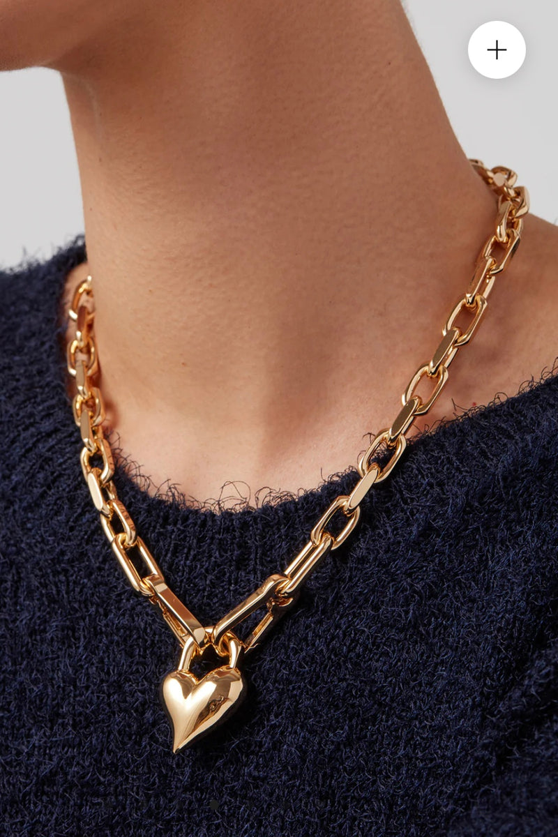Jenny Bird - Padlock Heart Pendant Necklace (gold)