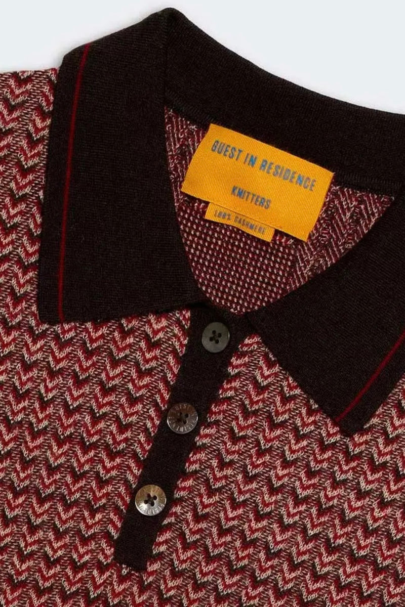 Guest in Residence - Chevron L/S Shrunken Cashmere Polo