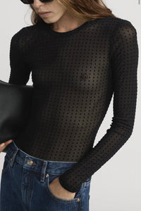 Frame - The Mesh Polka Dot Top (black)
