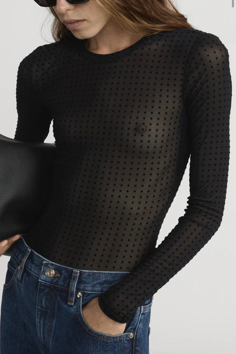 Frame - The Mesh Polka Dot Top (black)