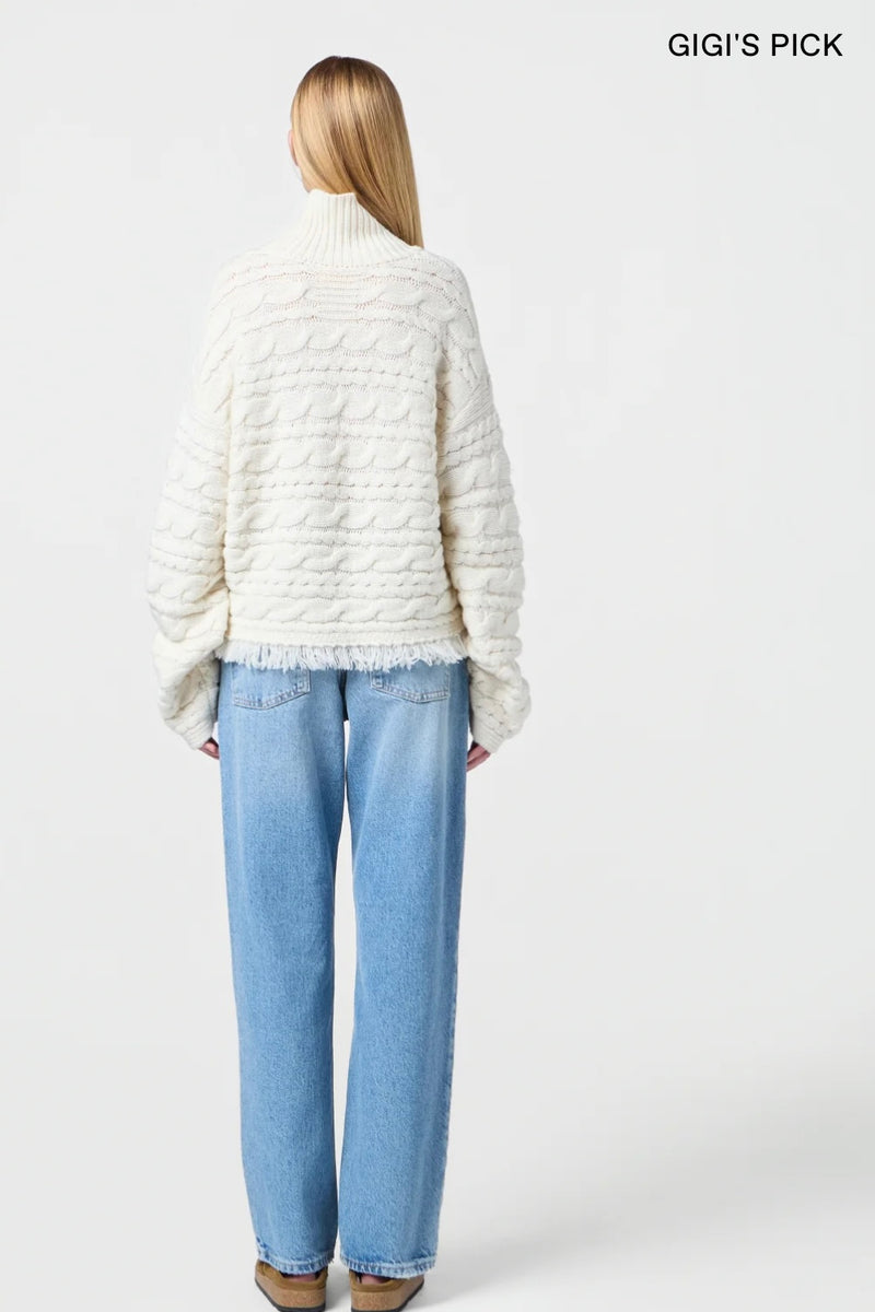 Guest in Residence - Cropped Cable Turtleneck
