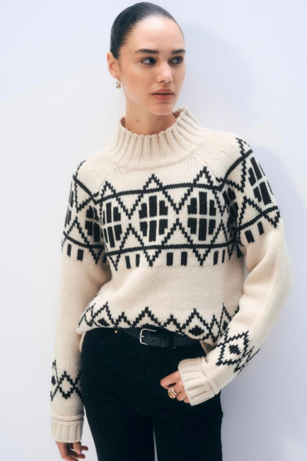 White + Warren - Merino Fairisle Tutleneck