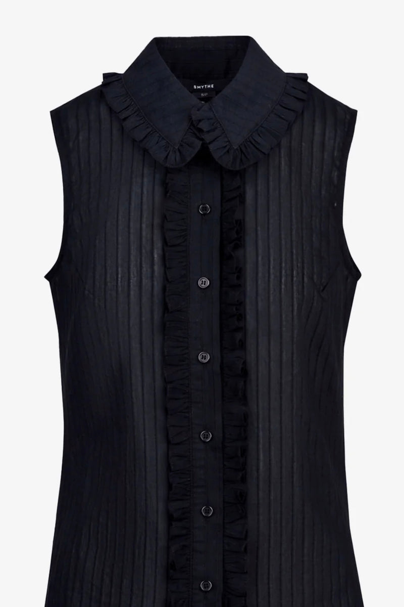 Smythe - Sleeveless Ruffle Trim Shirt