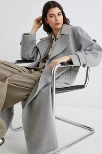 Marella - Tenna Wool + Cashmere Broadcloth Coat (grey melange)