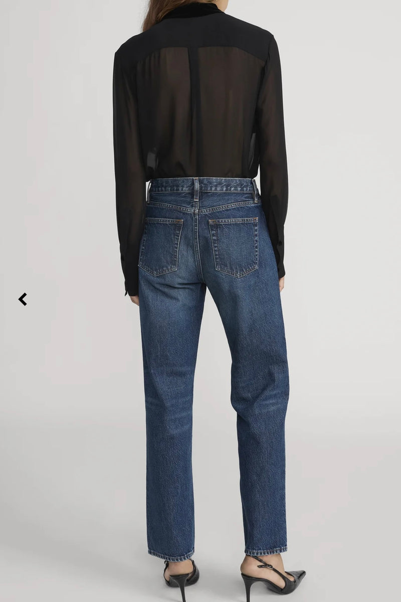 Frame - Velvet Trim Modern Tie Blouse (black)