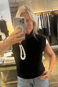White + Warren - Cashmere Sleeveless Mockneck (black)