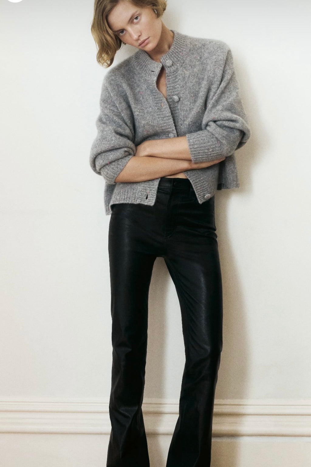 Frame - The Cashmere Fleck Cardi (silver)