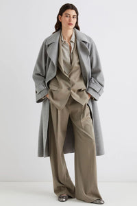 Marella - Tenna Wool + Cashmere Broadcloth Coat (grey melange)